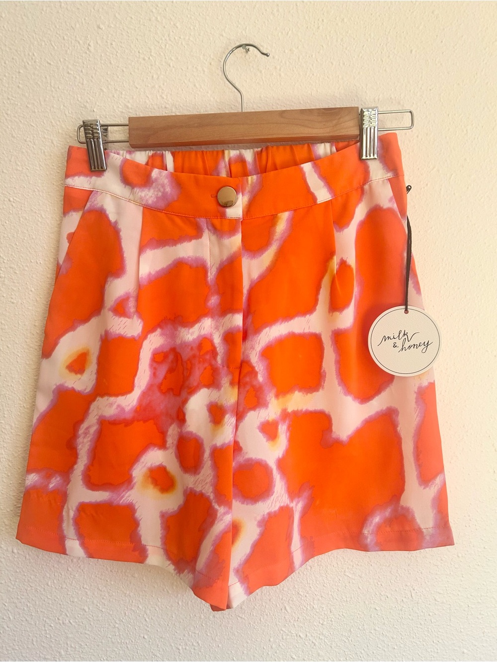 Milk & Honey Orange Abstract Print Shorts-NWT